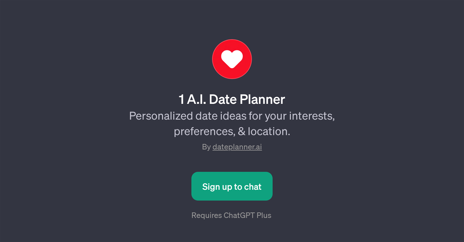 1 A.I. Date Planner website