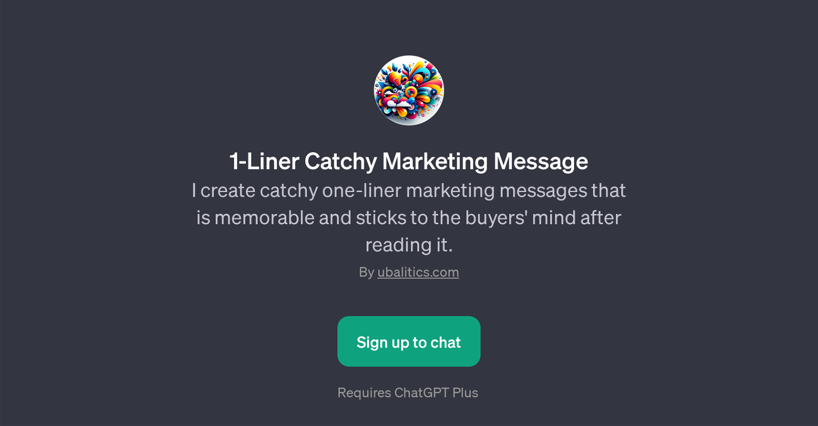 1-Liner Catchy Marketing Message website