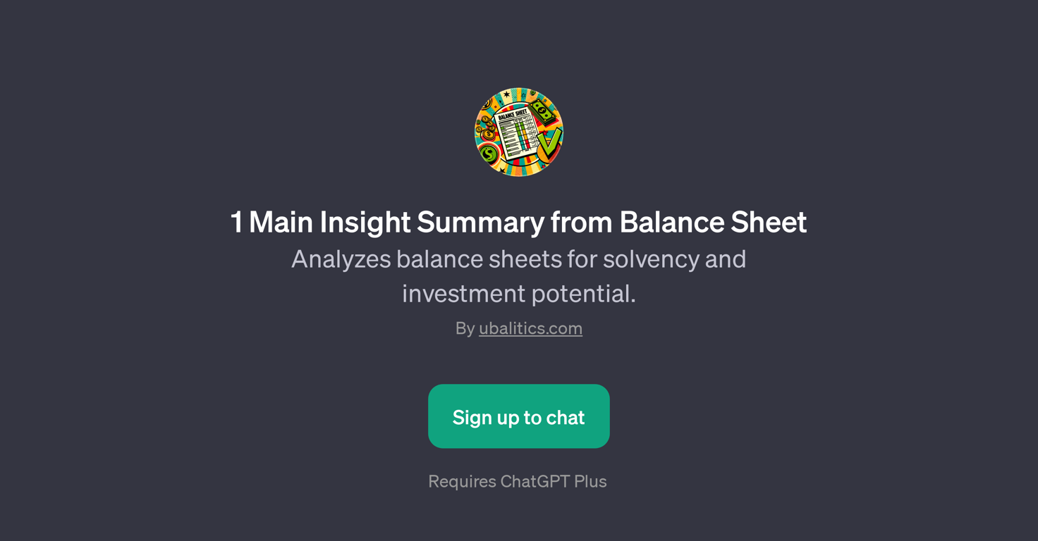 1 Main Insight Summary from Balance Sheet website