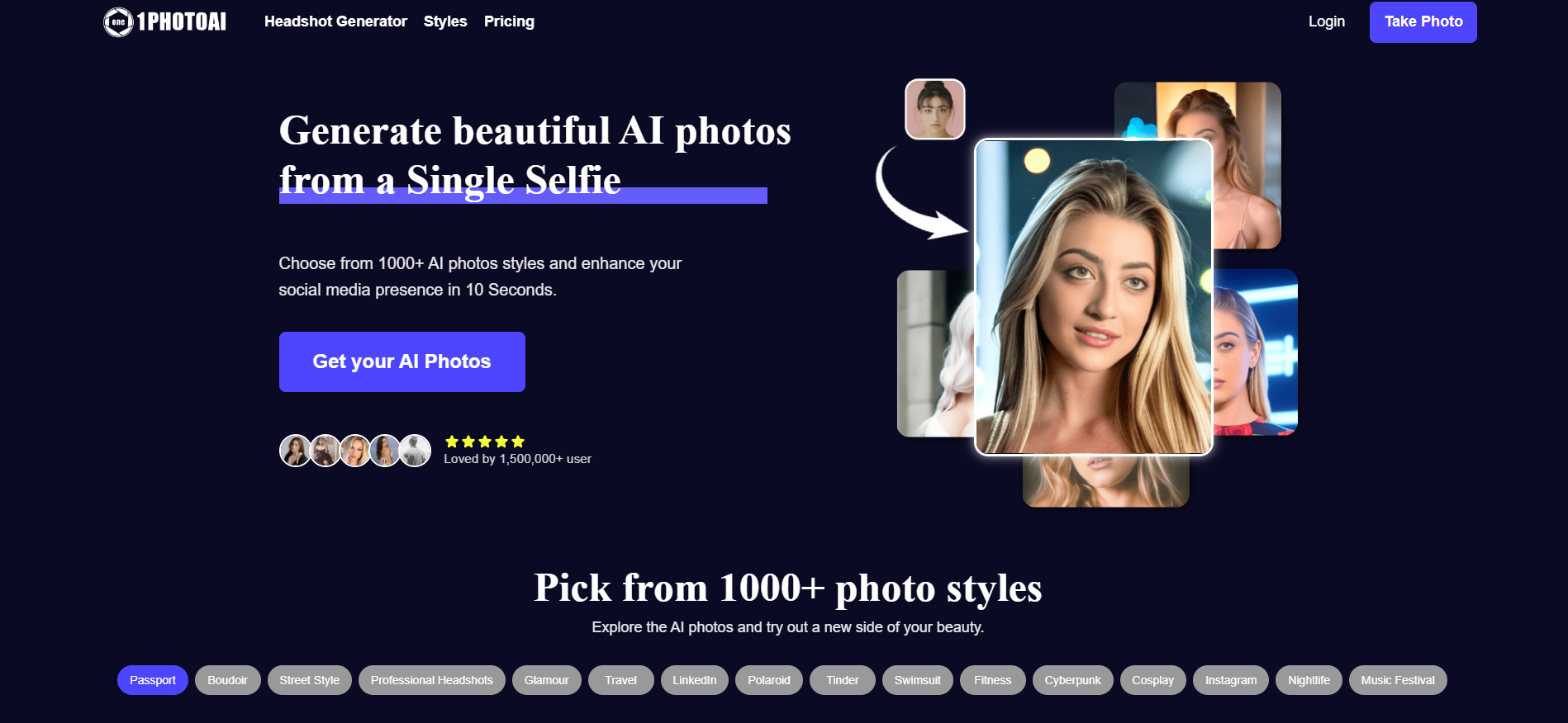 1PhotoAI website