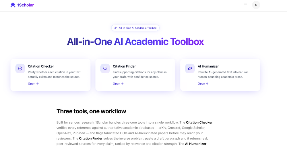 1Scholar Citation Checker website