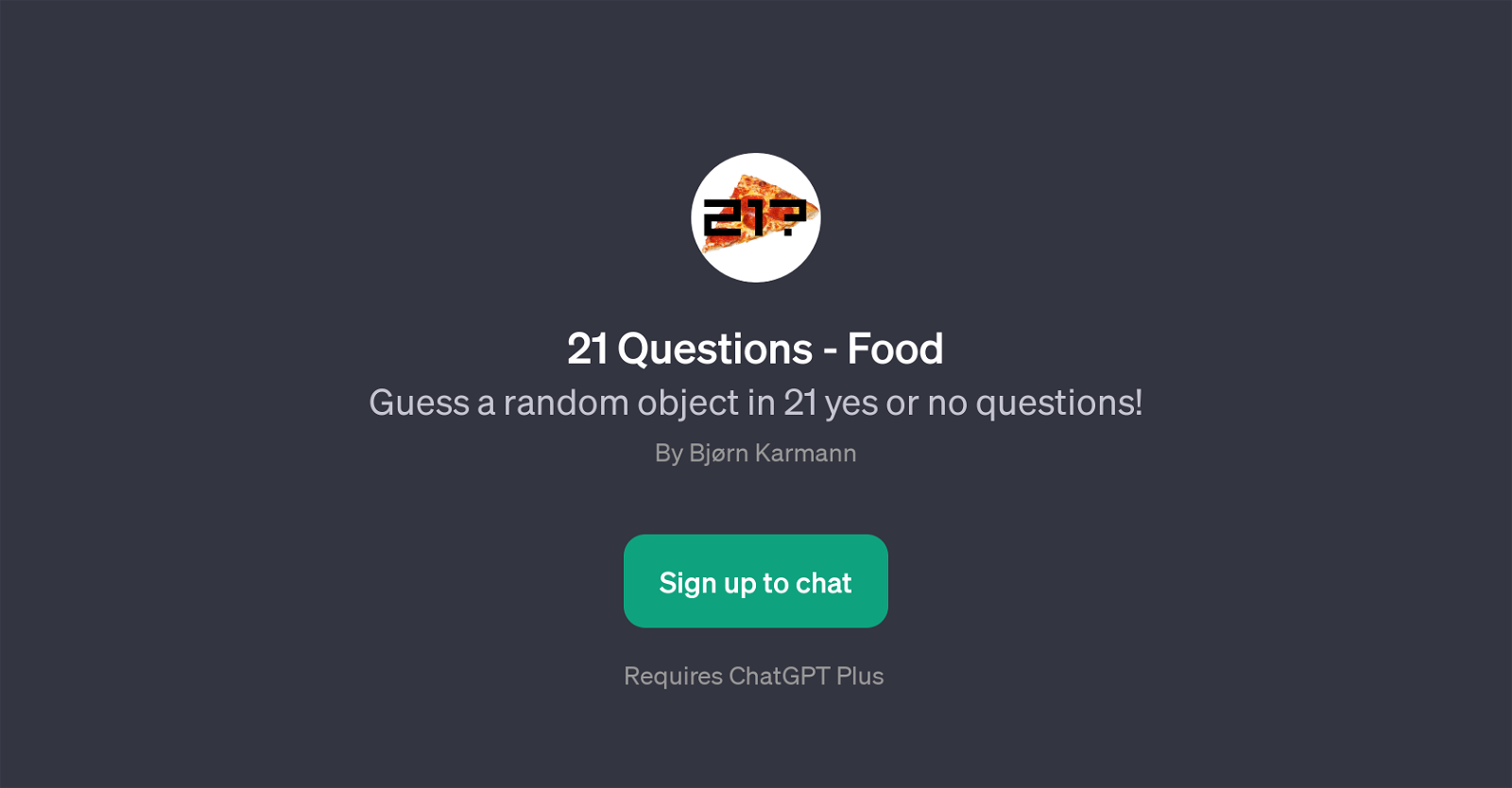 21 Questions - Food website
