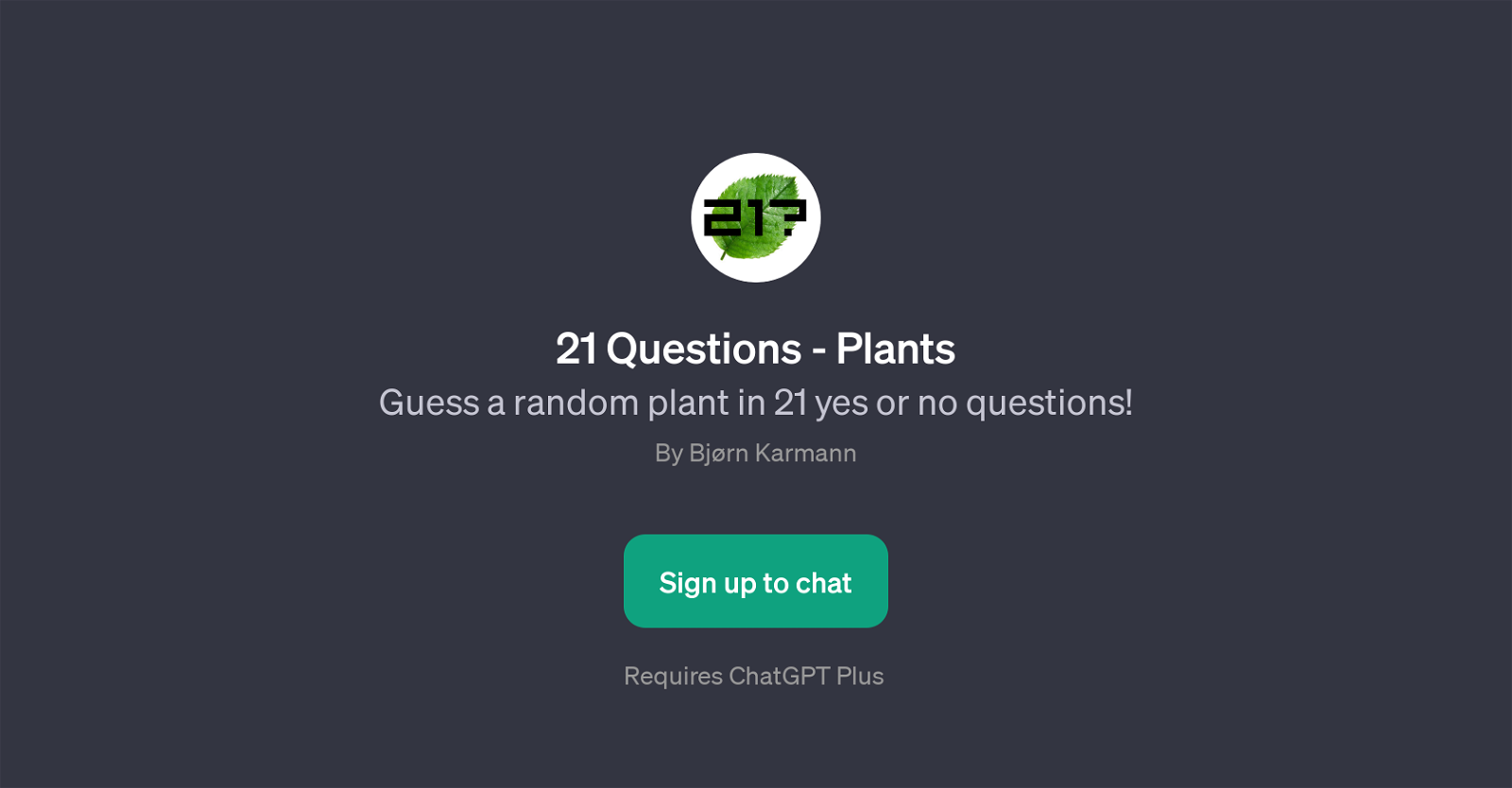 21 Questions - Plants website