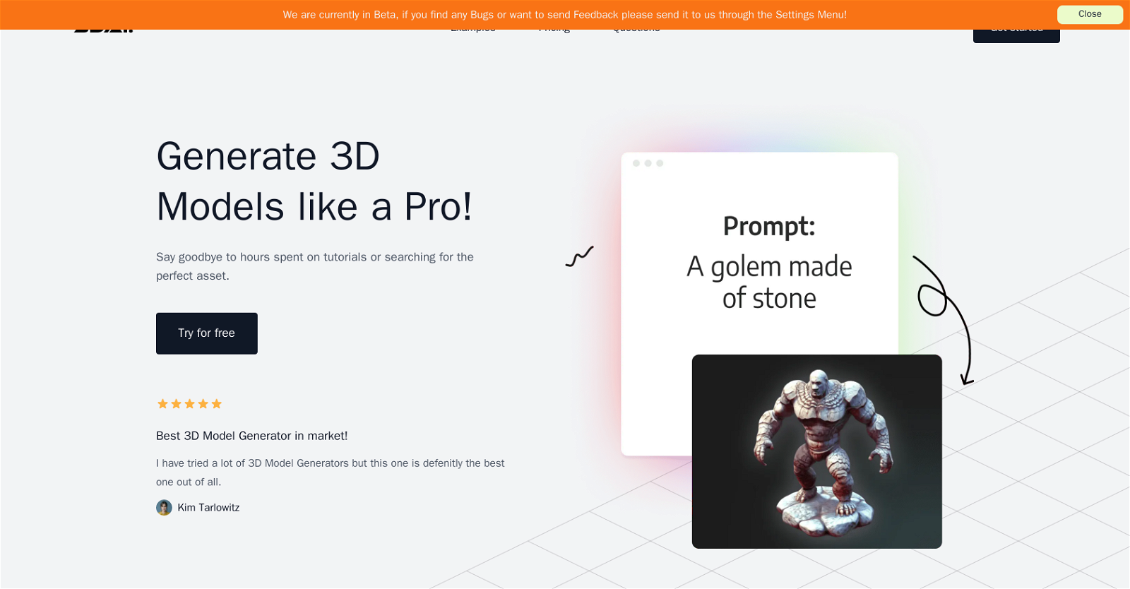 3D AI Studio website