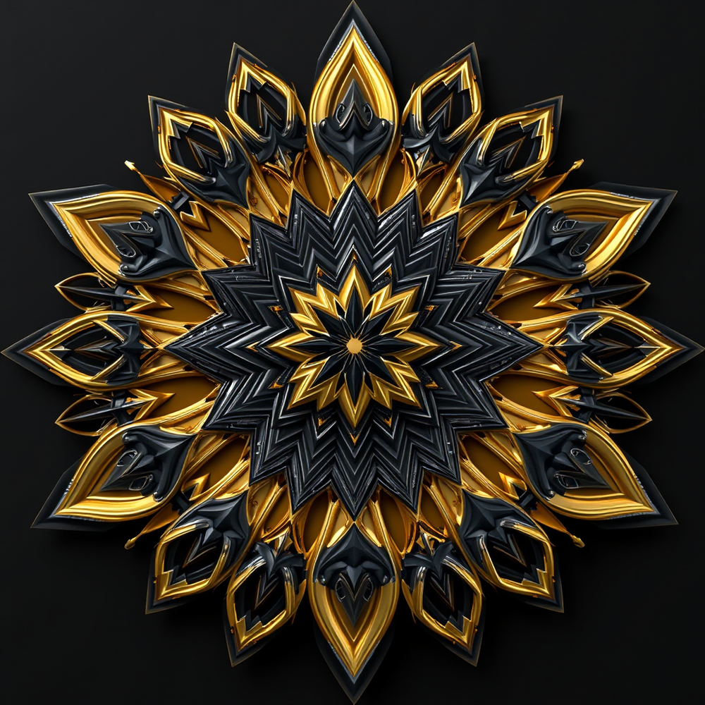 3D mandala and 3D pattern in the form of Diamonds (gold-charcoal) website