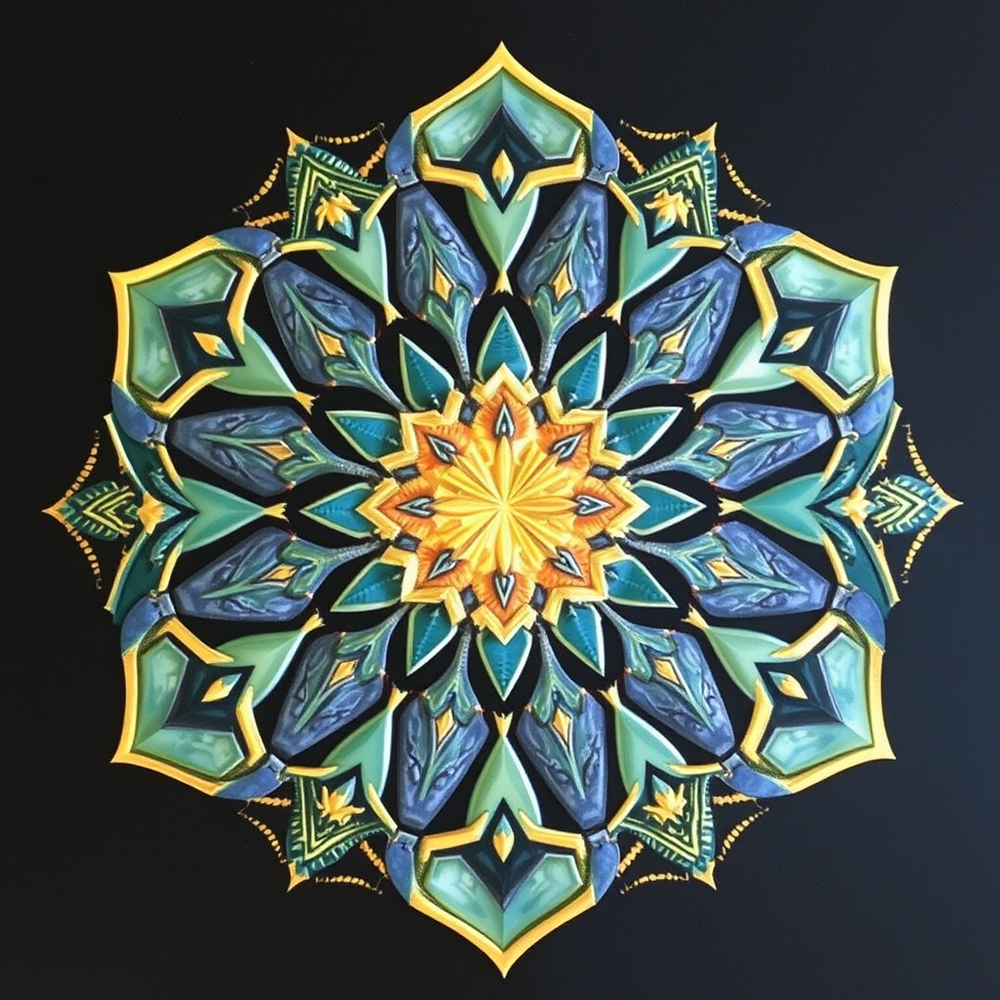 3D mandala and 3D pattern in the form of Diamonds (watercolor-gold-charcoal) website