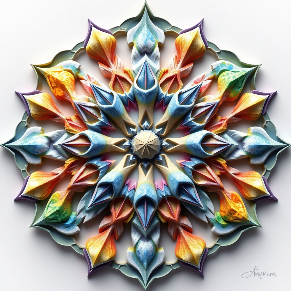 3D mandala and 3D pattern in the form of Diamonds (watercolor) website