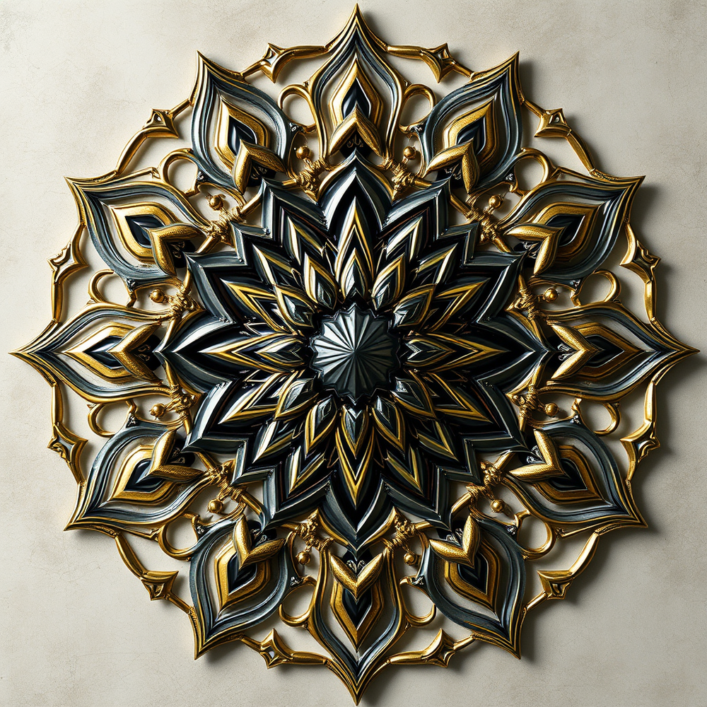 3D mandala and 3D pattern in the form of glass gold-charcoal website