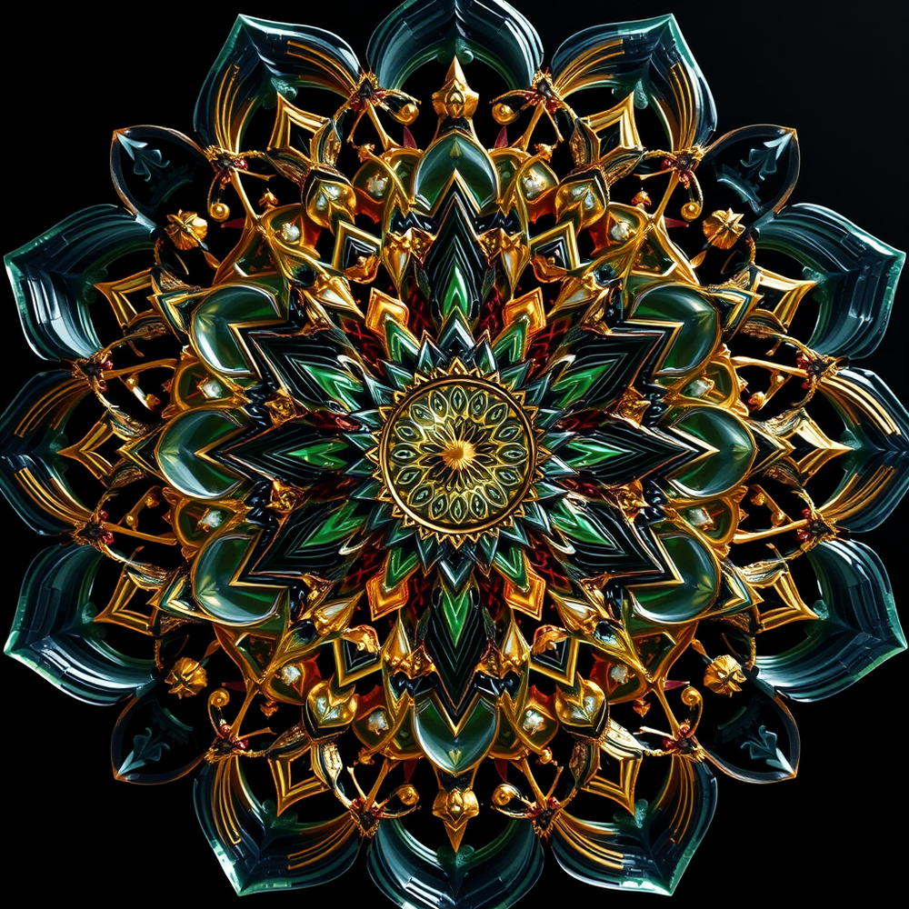 3D mandala and 3D pattern in the form of glass watercolor-gold website