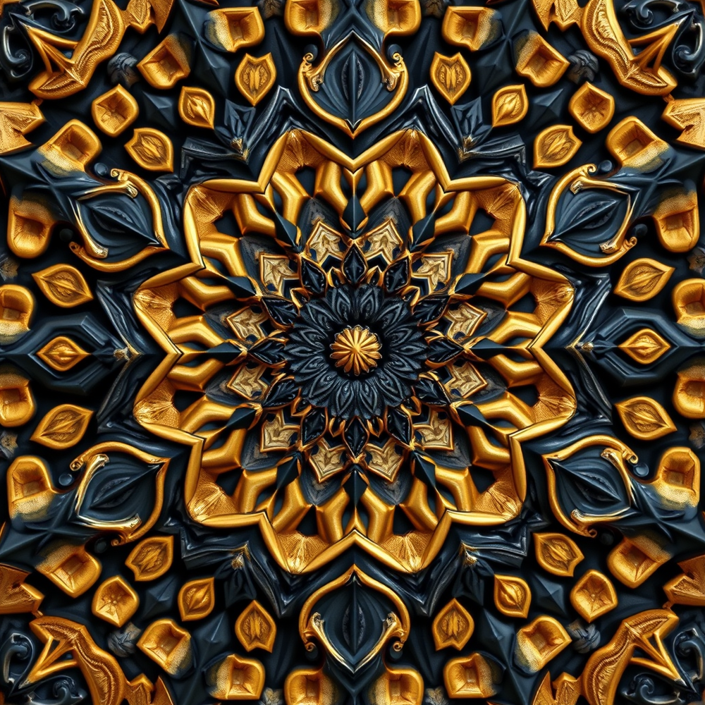 3D mandala and 3D pattern in the form of iron gold-charcoal website
