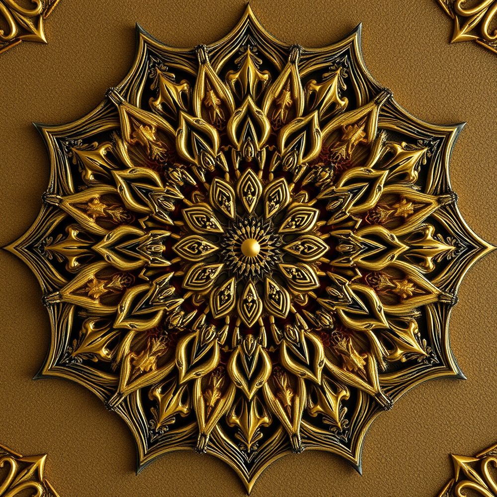 3D mandala and 3D pattern in the form of iron gold website