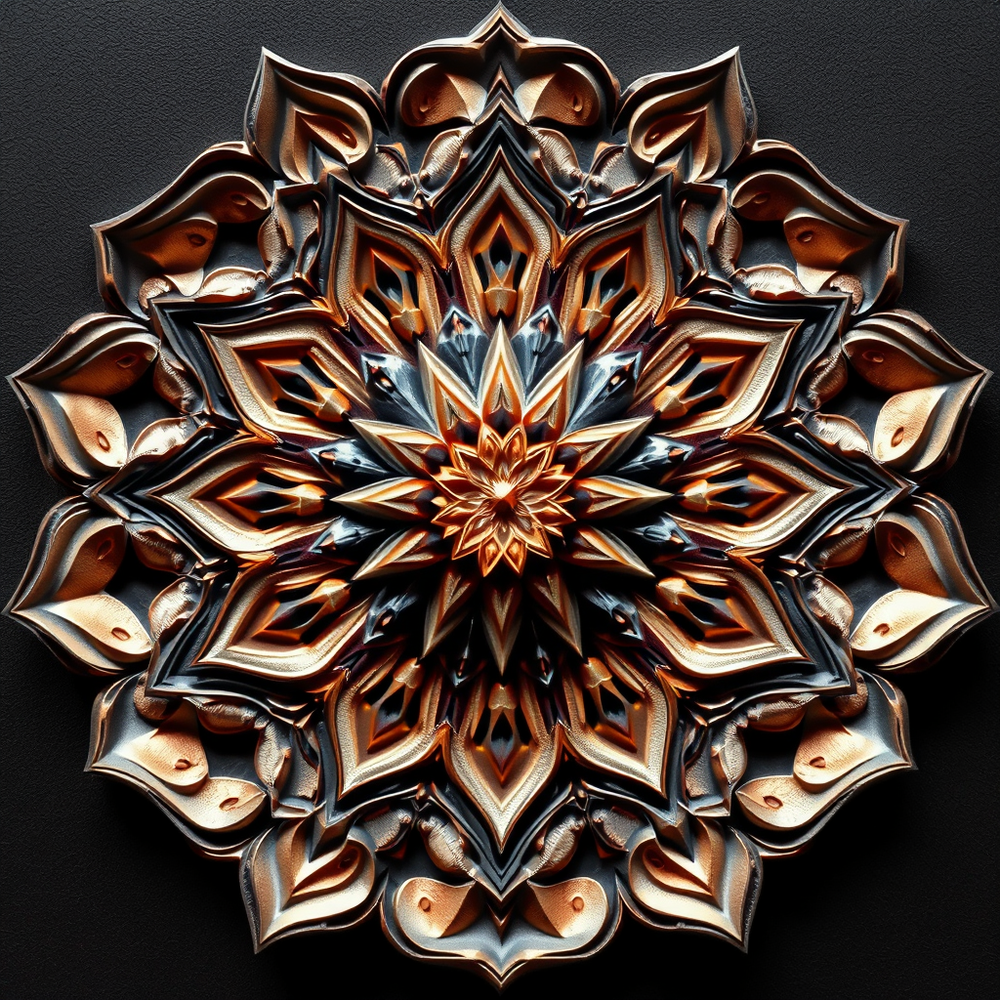 3D mandala and 3D pattern in the form of iron watercolor-charcoal website