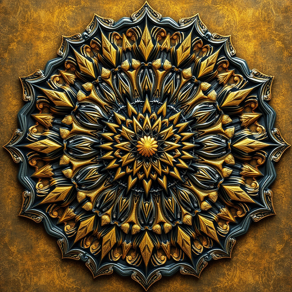 3D mandala and 3D pattern in the form of iron watercolor-gold website
