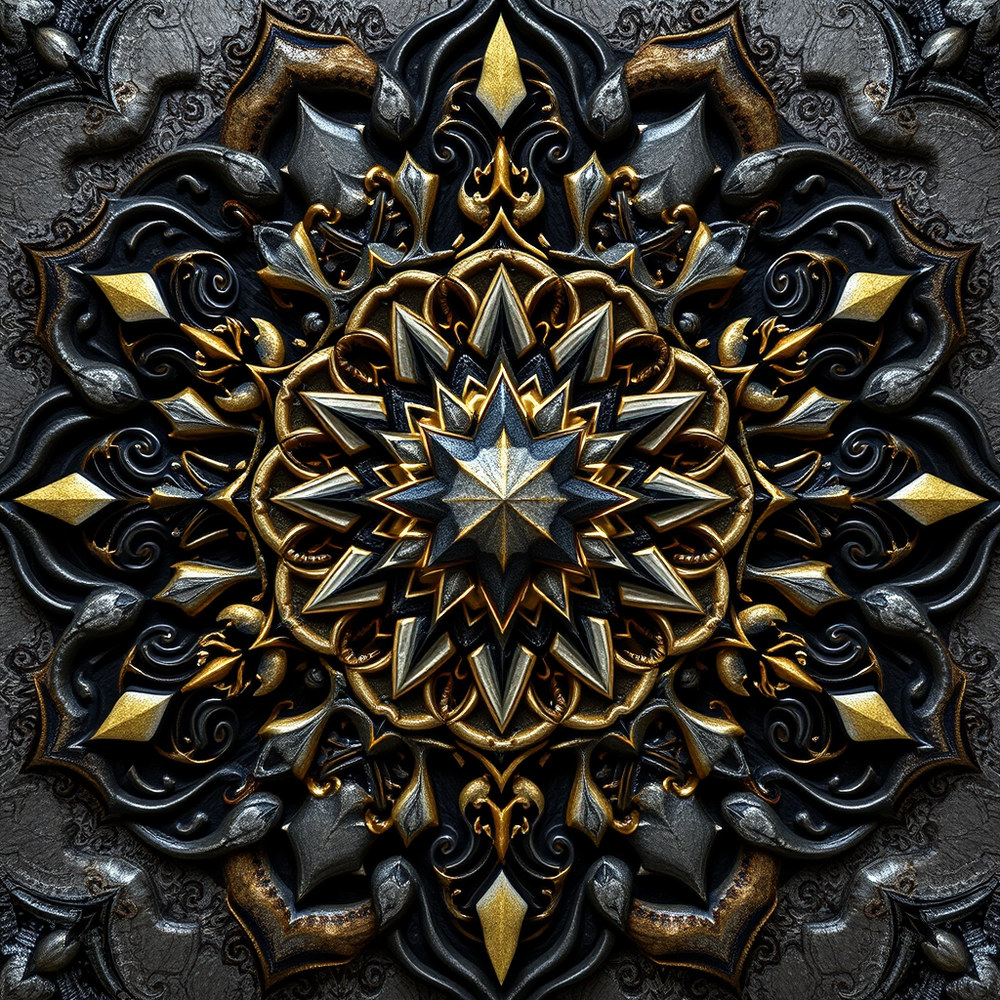 3D mandala and 3D pattern in the form of stone gold-charcoal website