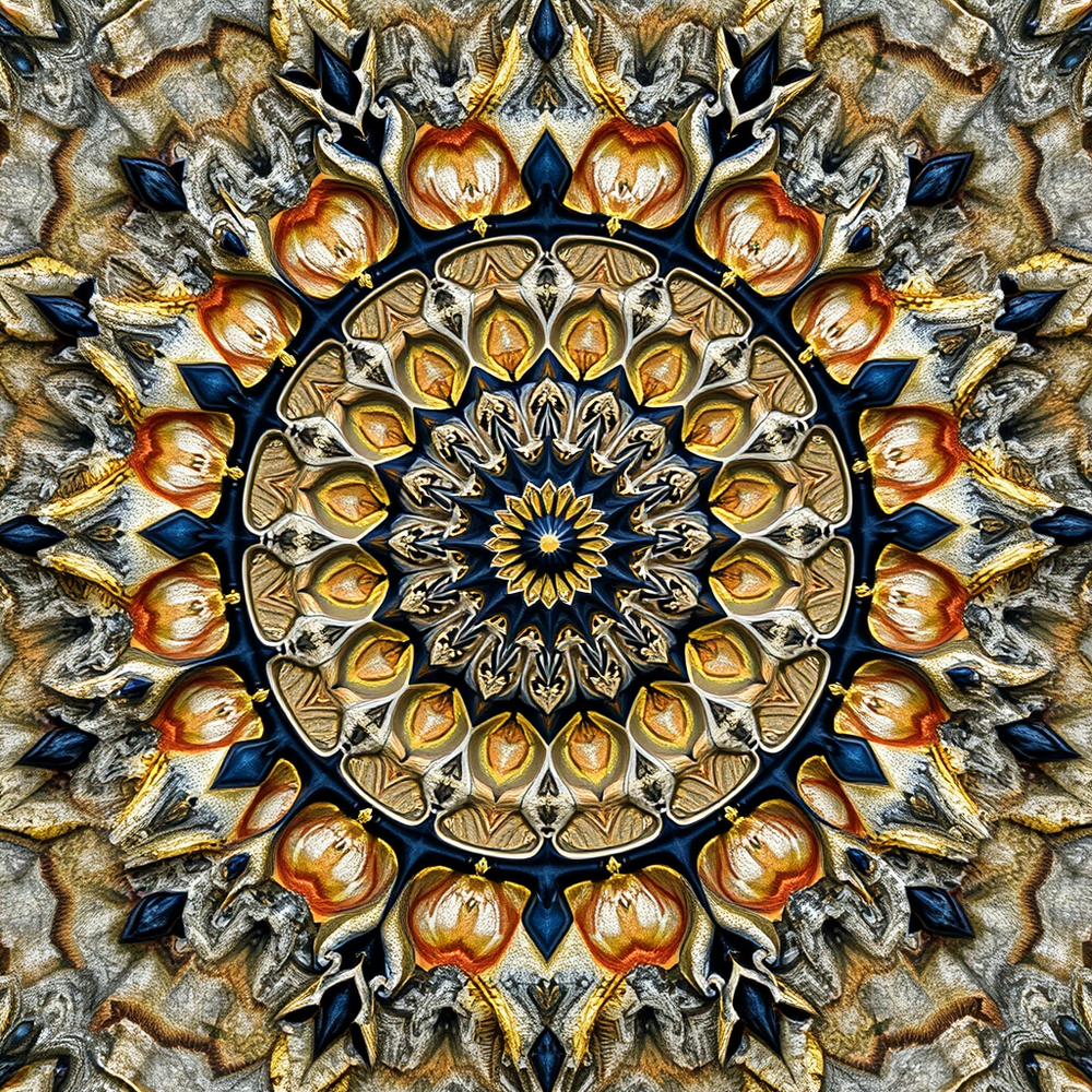 3D mandala and 3D pattern in the form of stone watercolor-gold website