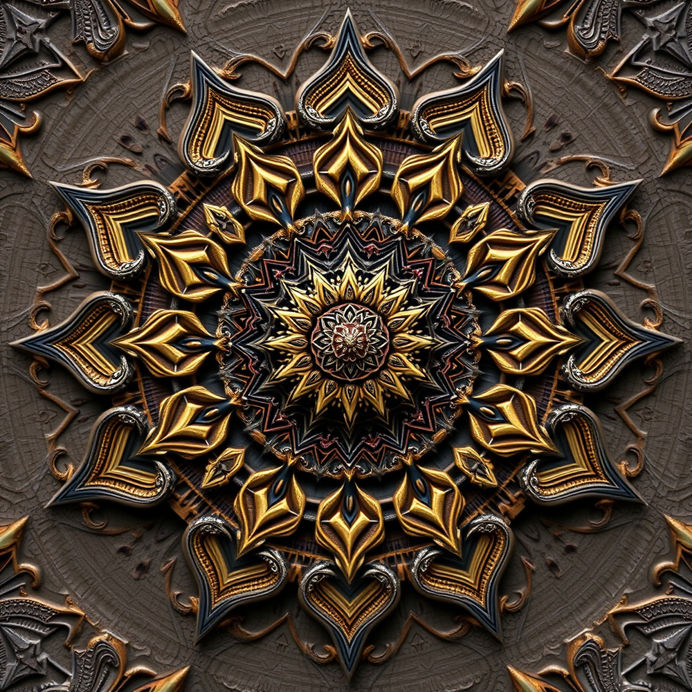 3D mandala and 3D pattern in the form of wood gold-charcoal website