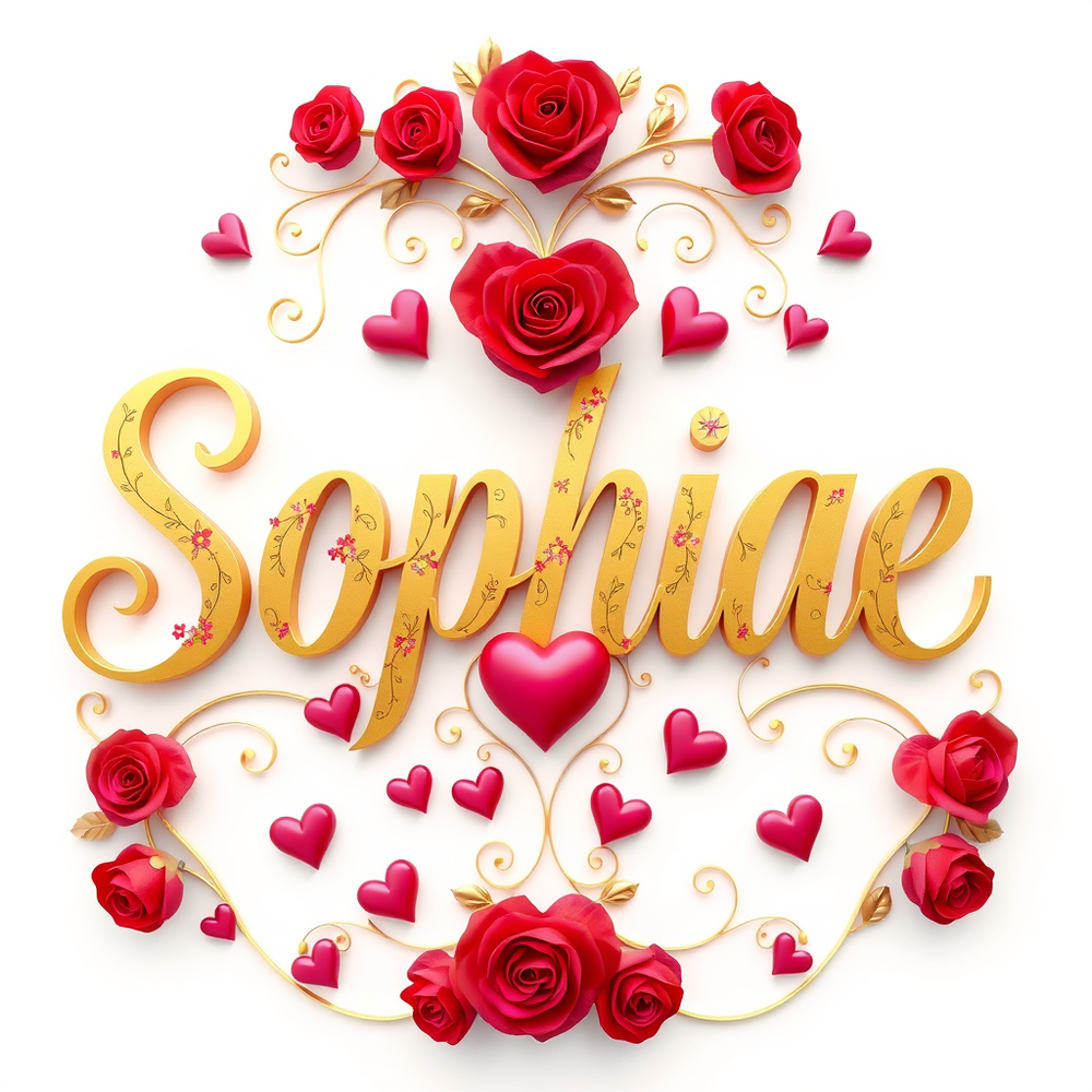 3D render of the name with roses website