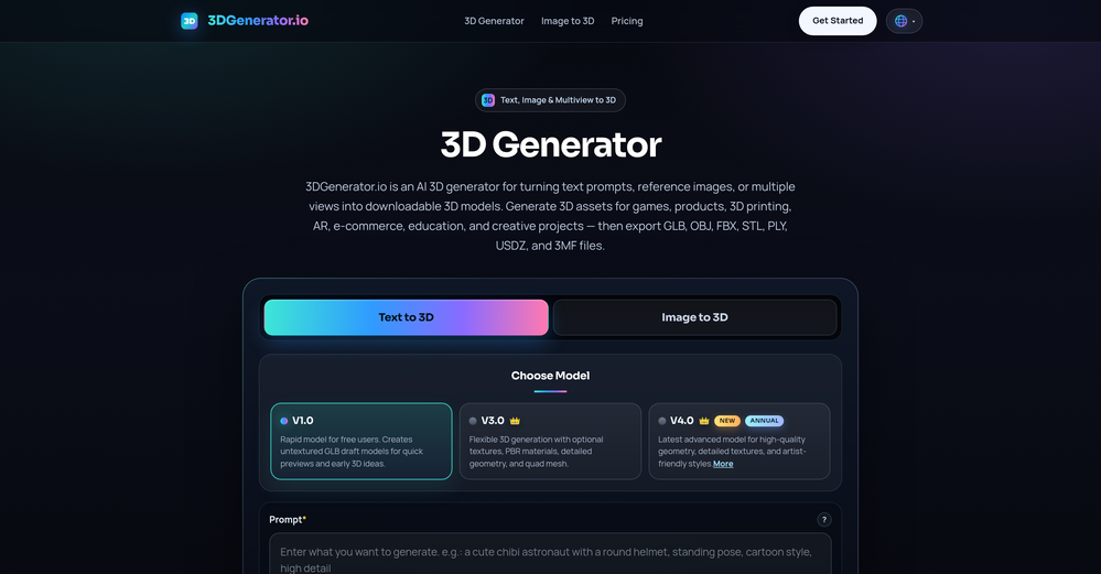 3DGenerator.io website