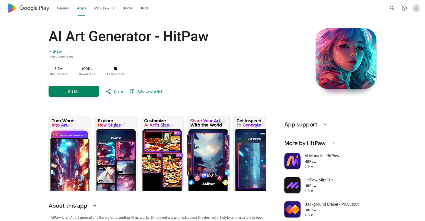 AI Art Generator - HitPaw website