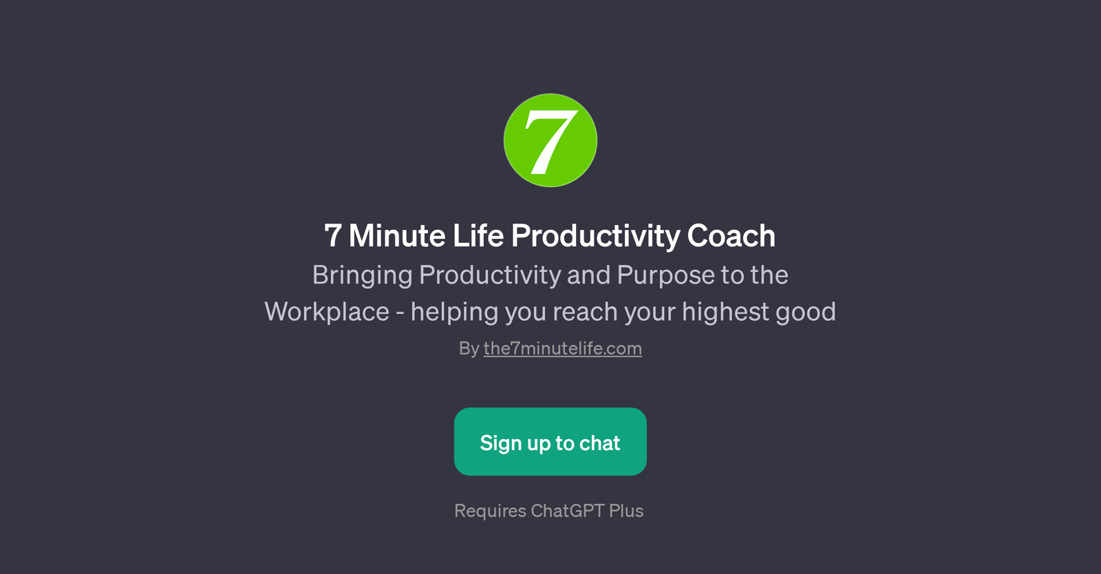 7 Minute Life Productivity Coach website
