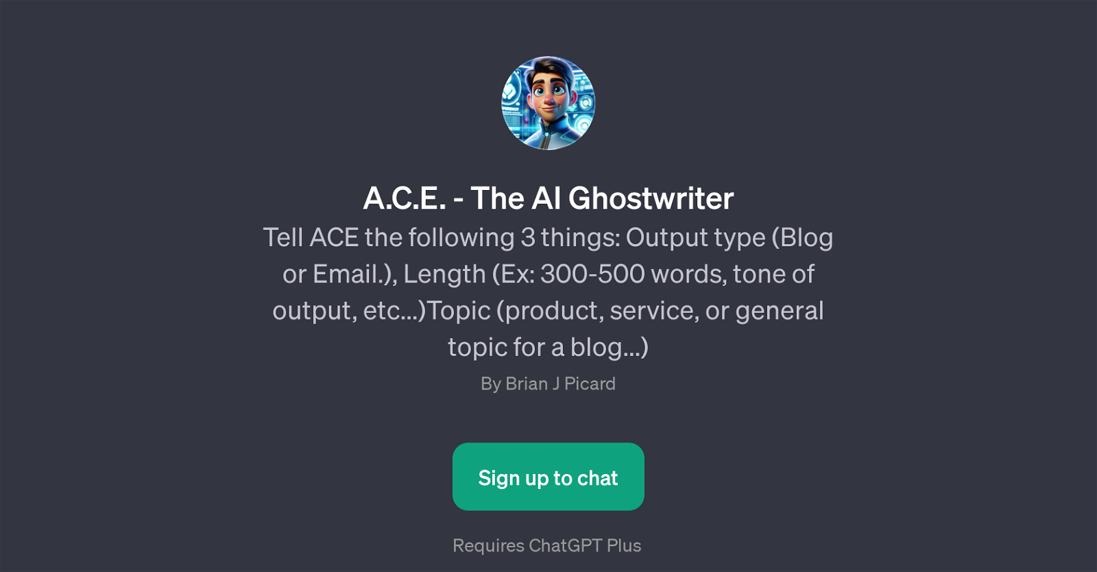 A.C.E. - The AI Ghostwriter website