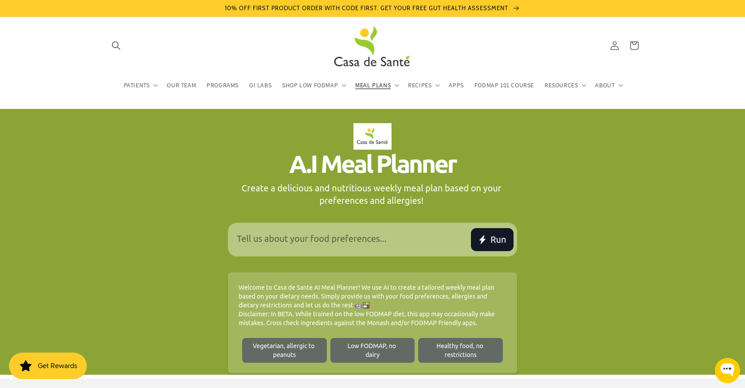 A.I Meal Planner website