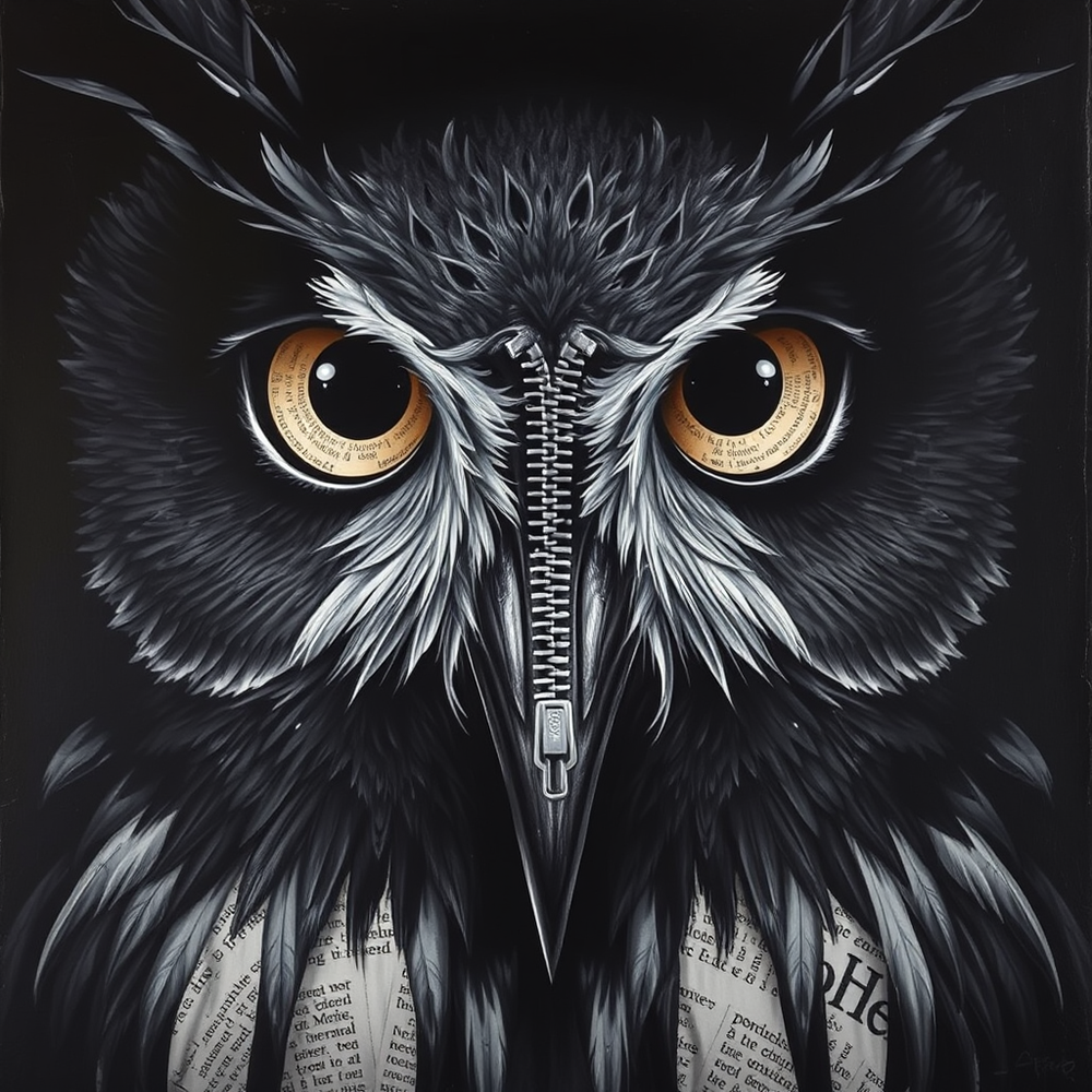 A Surreal, Hyper-Realistic Portrait with a Zipped Newspaper Face website