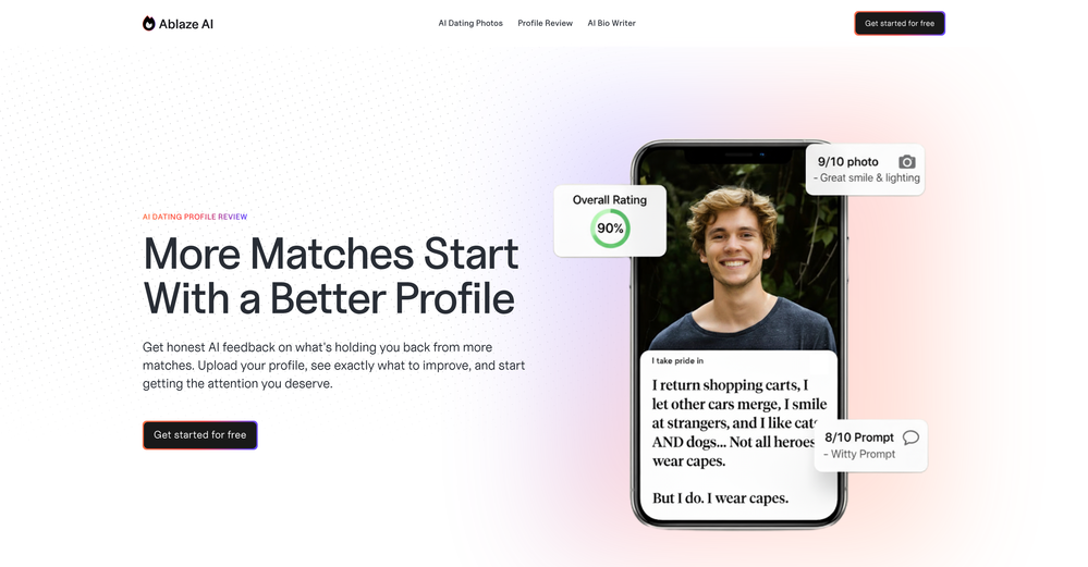 Ablaze AI Dating Profile Review website