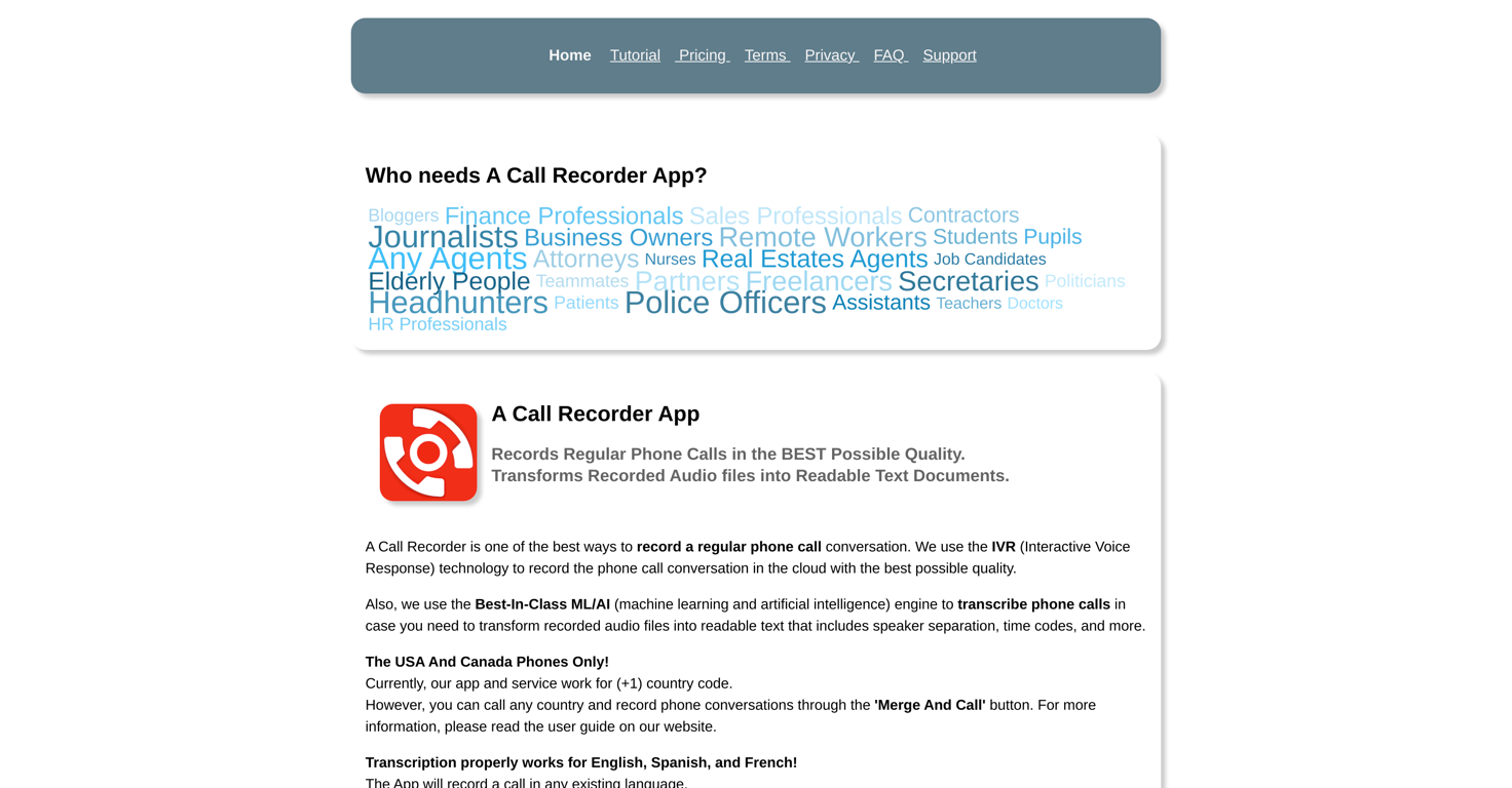 Acallrecorder website
