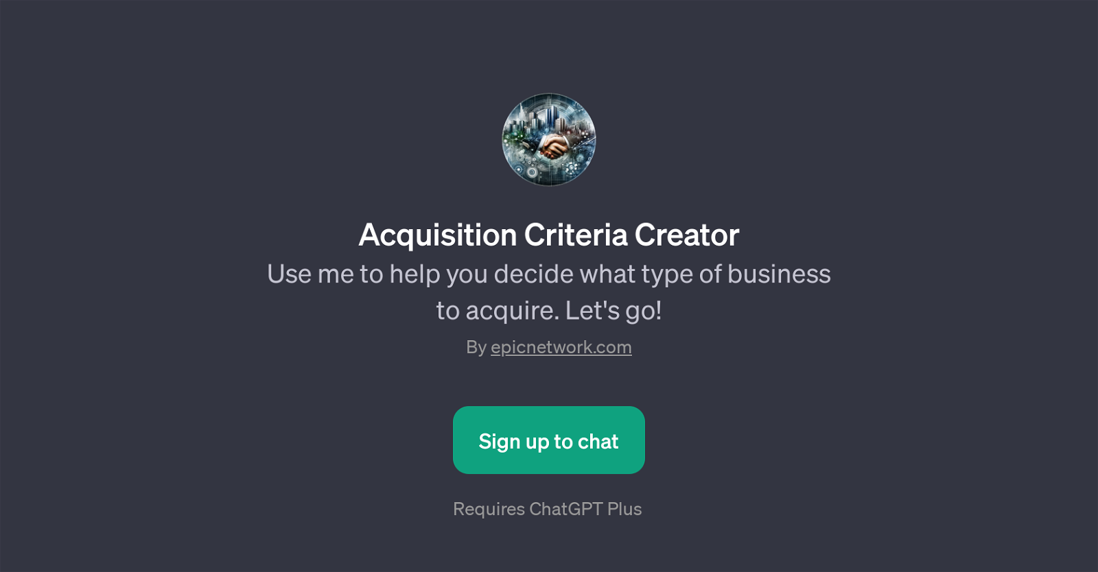 Acquisition Criteria Creator website