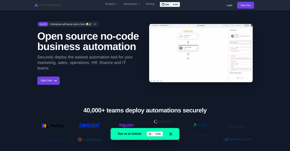 Activepieces website