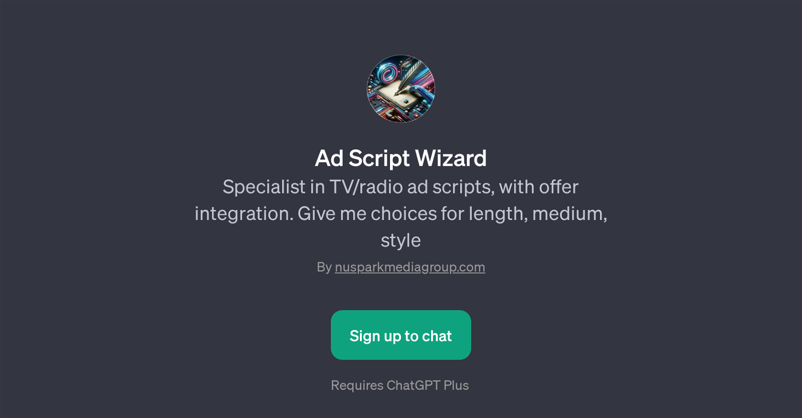 Ad Script Wizard website