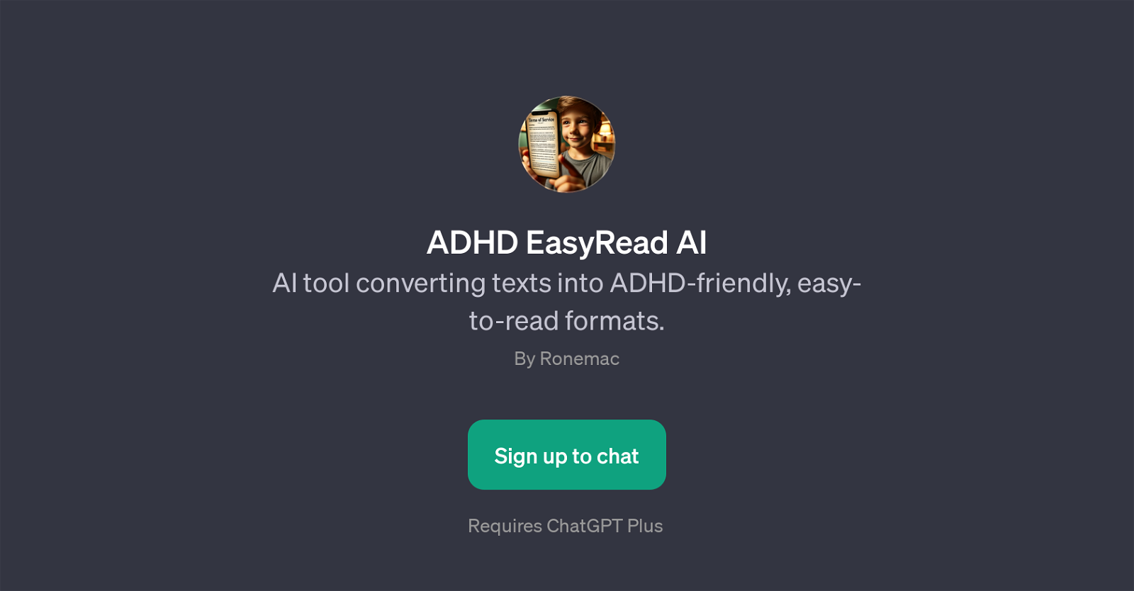 ADHD EasyRead AI website