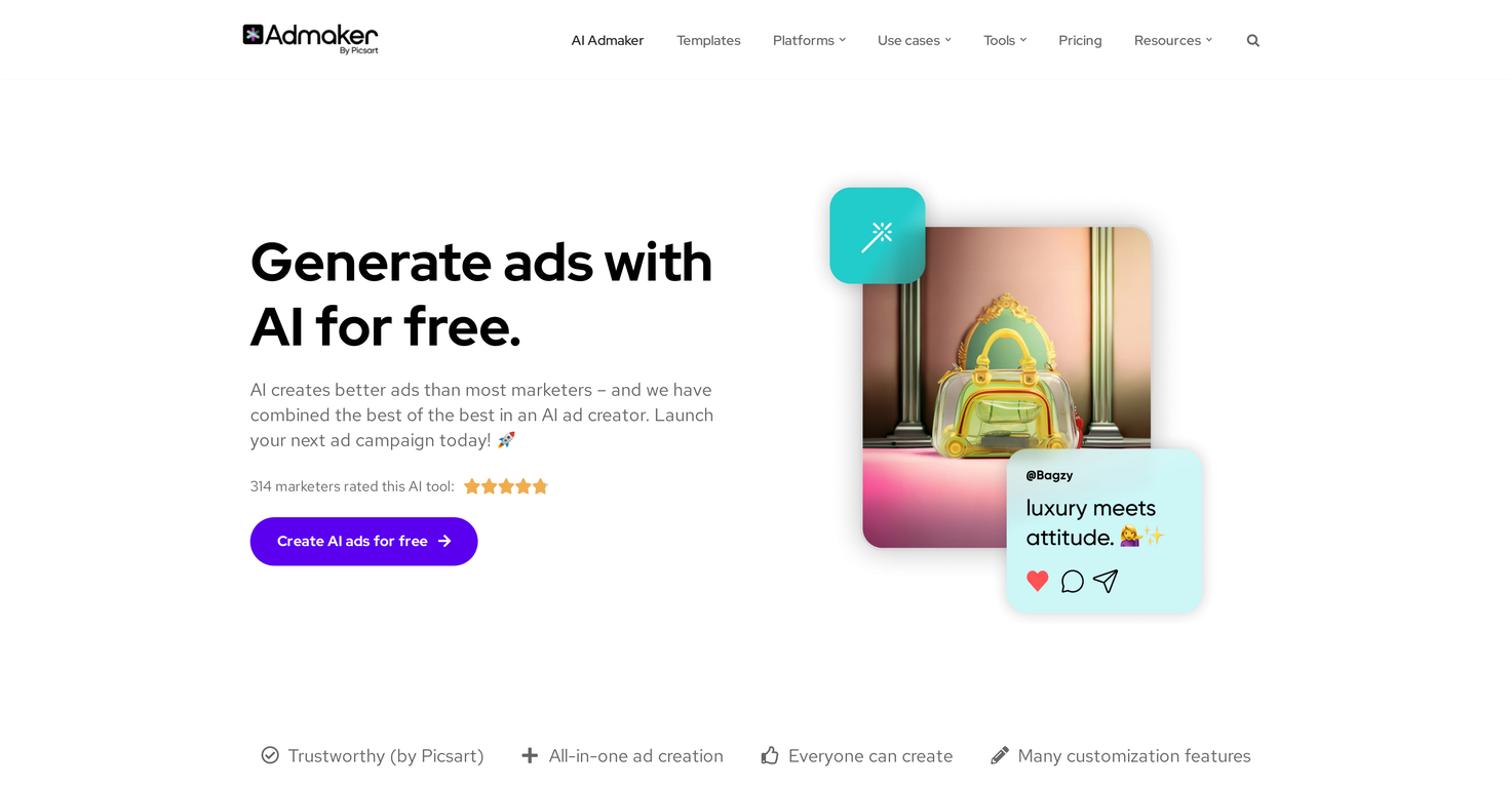 Admaker by Picsart website