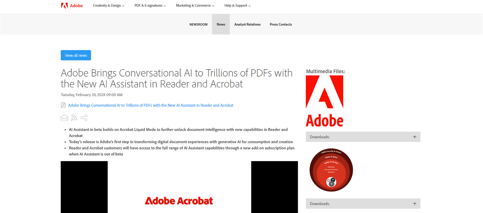 Adobe AI Assistant website
