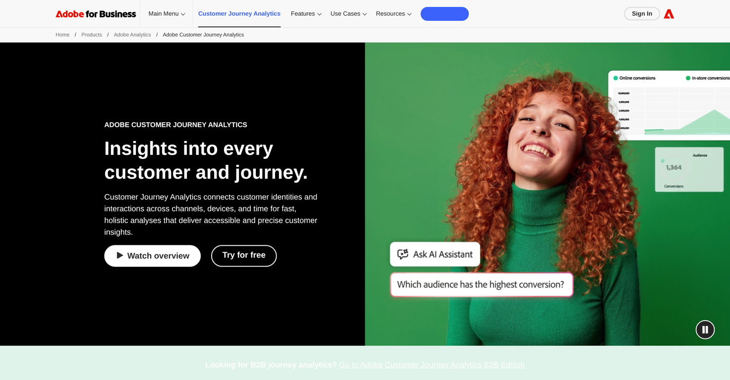 Adobe Customer Journey Analytics website
