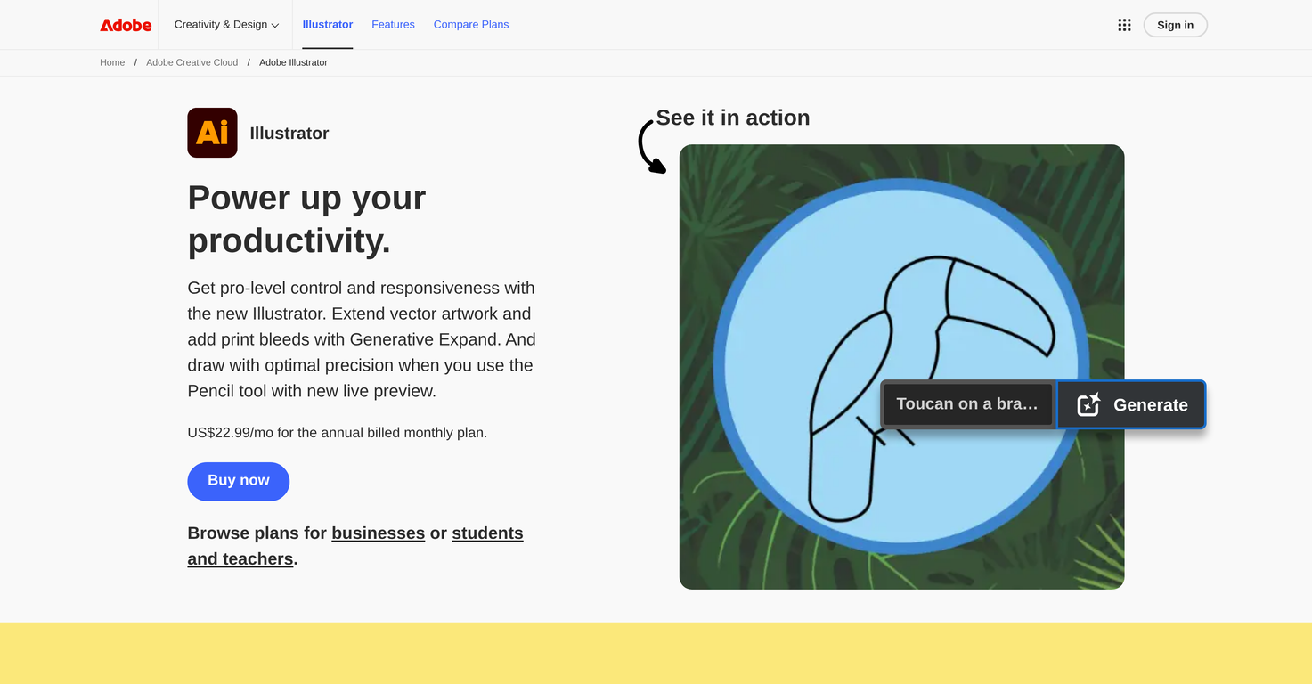 Adobe Illustrator website