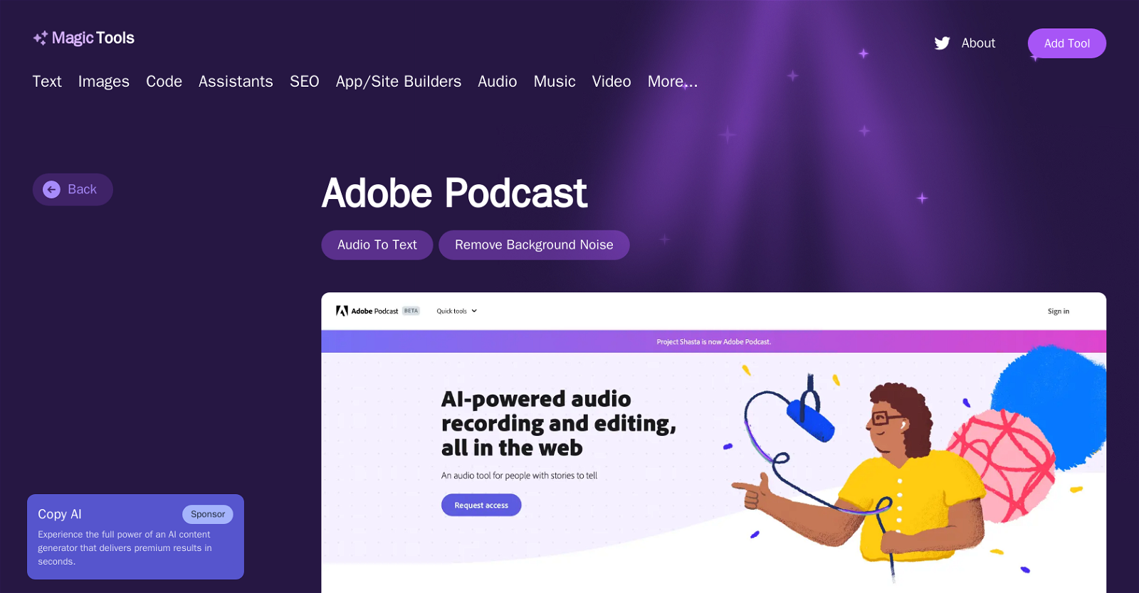 Adobe Podcast website