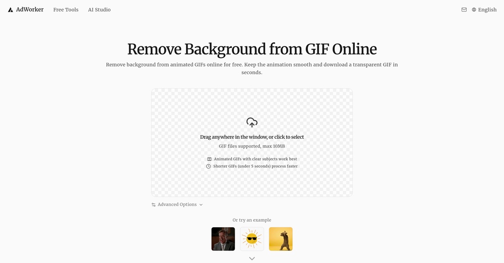 AdWorker | GIF Background Remover website