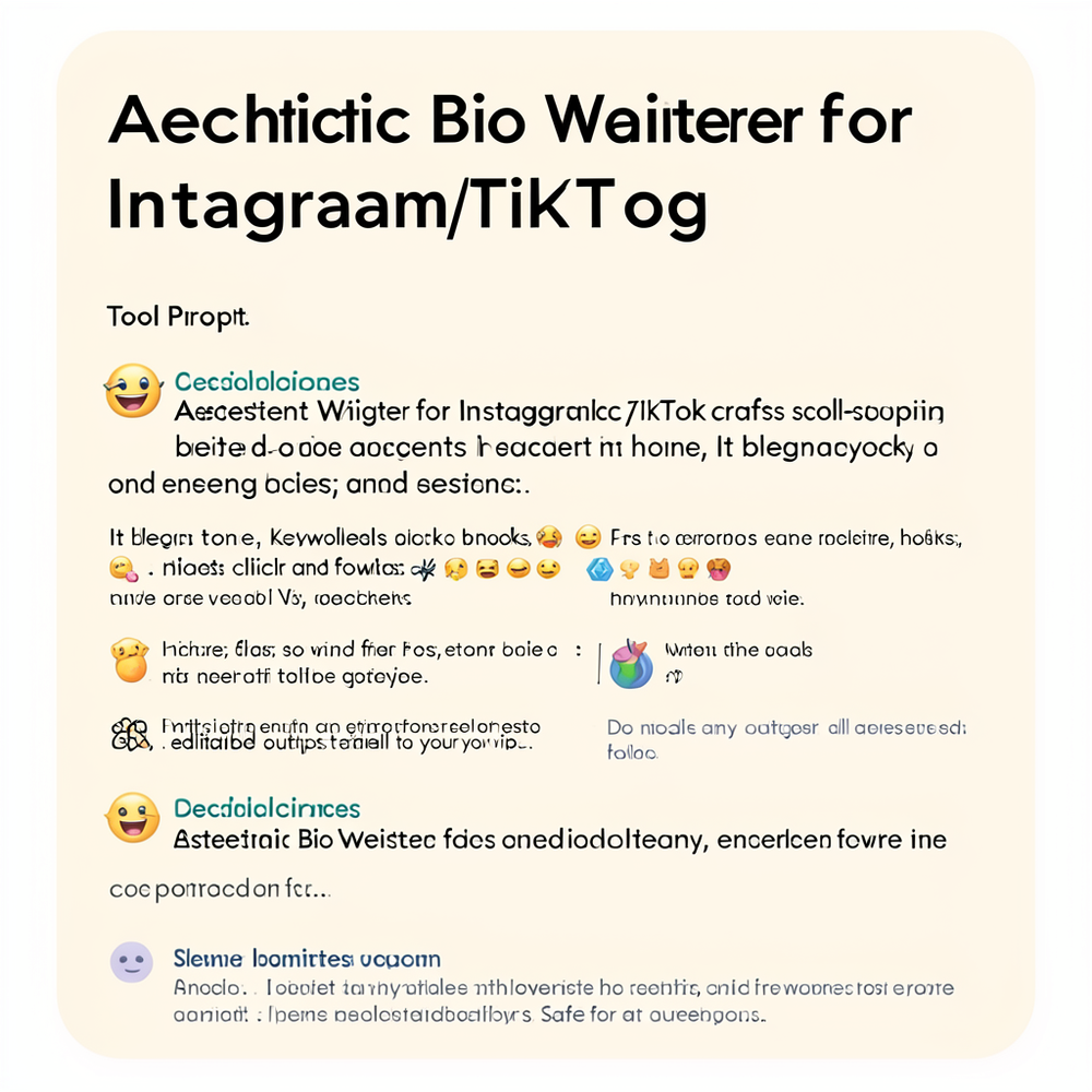 Aesthetic Bio Writer for Instagram/TikTok website