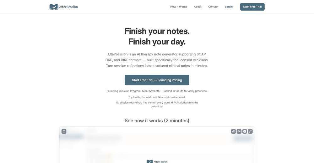 AfterSession website