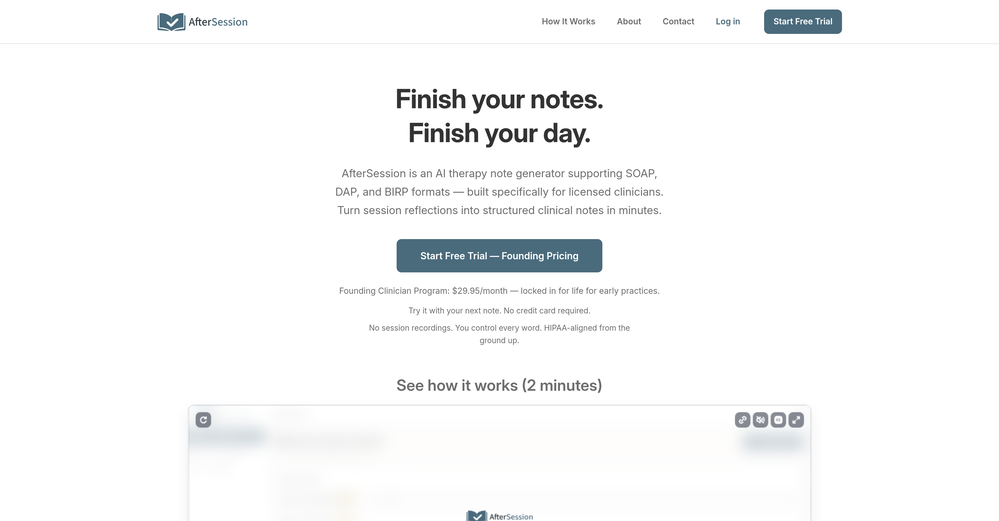 AfterSession website