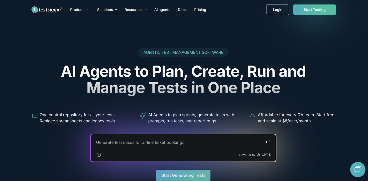 Test Management by Testsigma | Test Faster with AI website