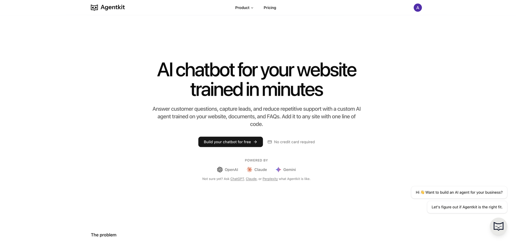 Agentkit.ai - Chatbot for Website website