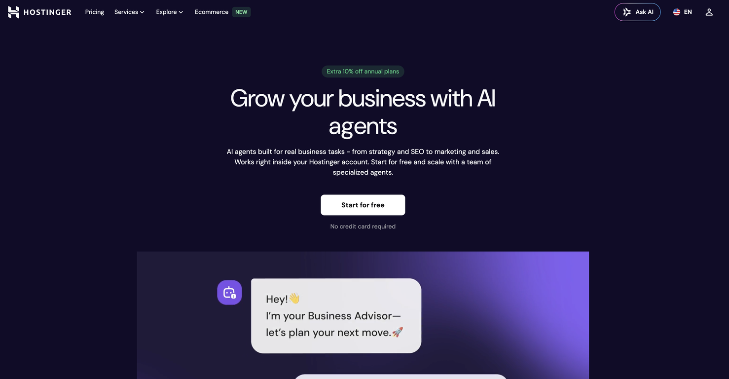AI Agents | Hostinger website