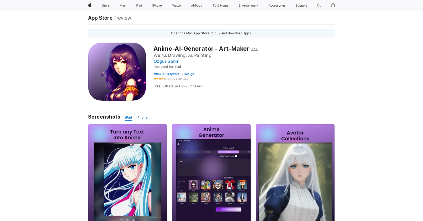 AI Anime Art Generator website