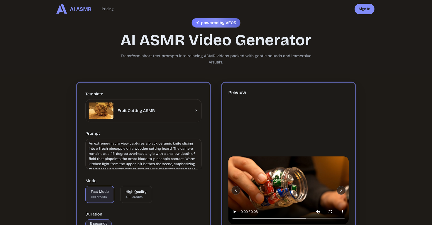 AI-ASMR.io website