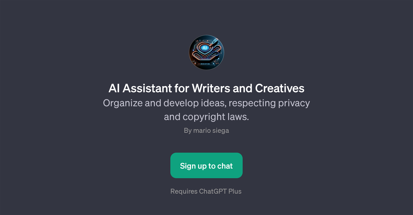 AI Assistant for Writers and Creatives website