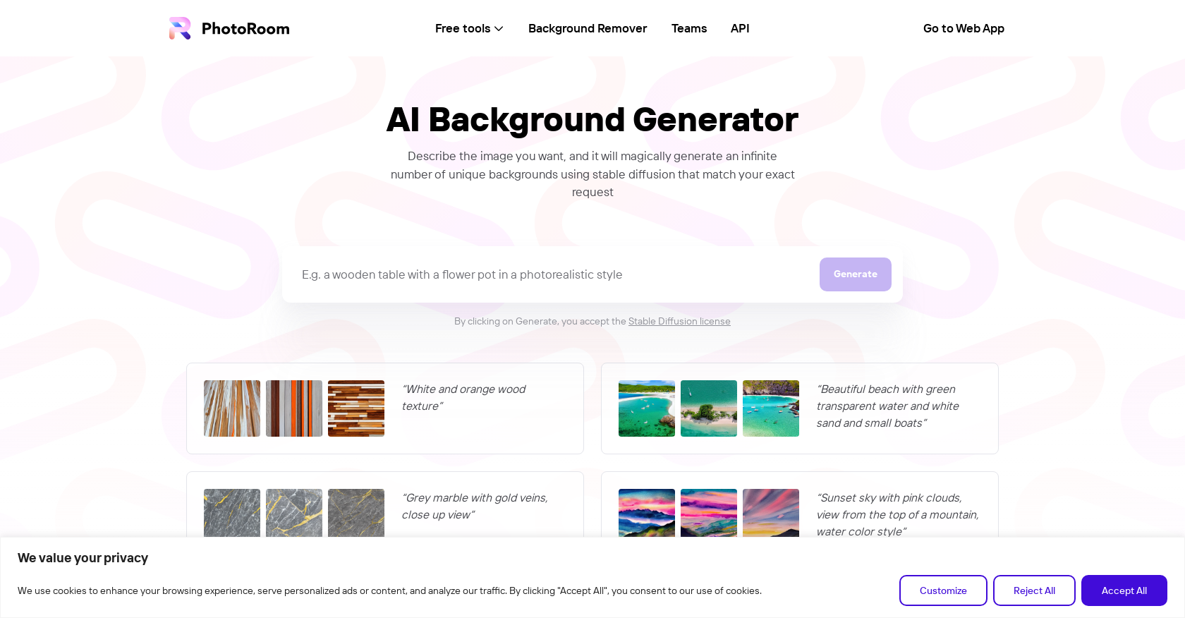 AI Background Generator: Tìm kiếm một cách thông minh và nhanh chóng để tạo ra nền cho hình ảnh của bạn? Thì hãy dùng AI Background Generator! Bạn chỉ cần tải lên hình ảnh của mình, công cụ này sẽ tự động tạo ra nền hoàn toàn mới và khớp với hình ảnh của bạn. Hãy xem hình ảnh liên quan đến từ khóa \