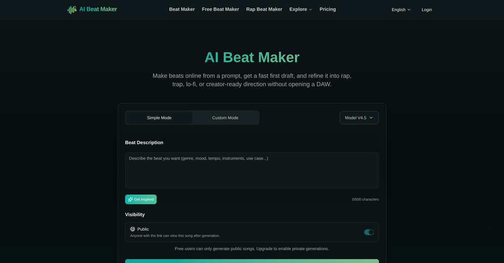 AI Beat Maker.ai website